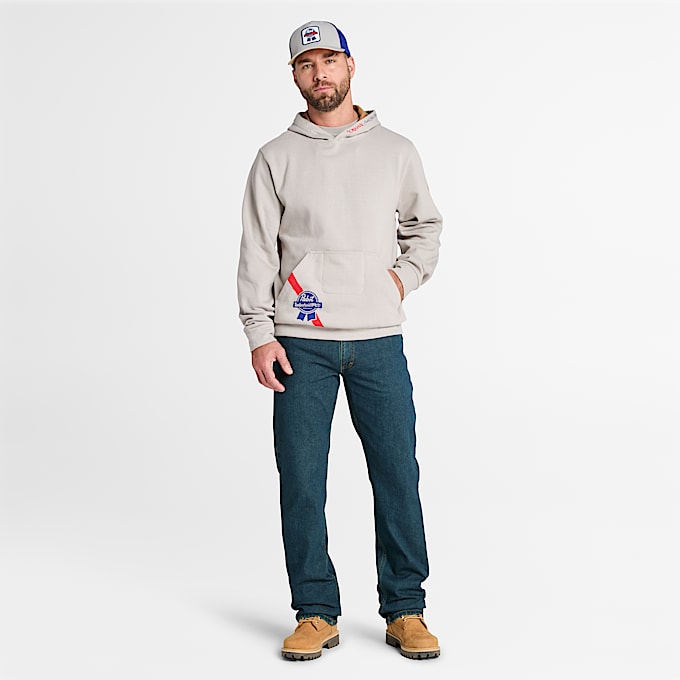 Mens Timberland PRO and Pabst Blue Ribbon Hoodie TBL Light Grey ALT1
