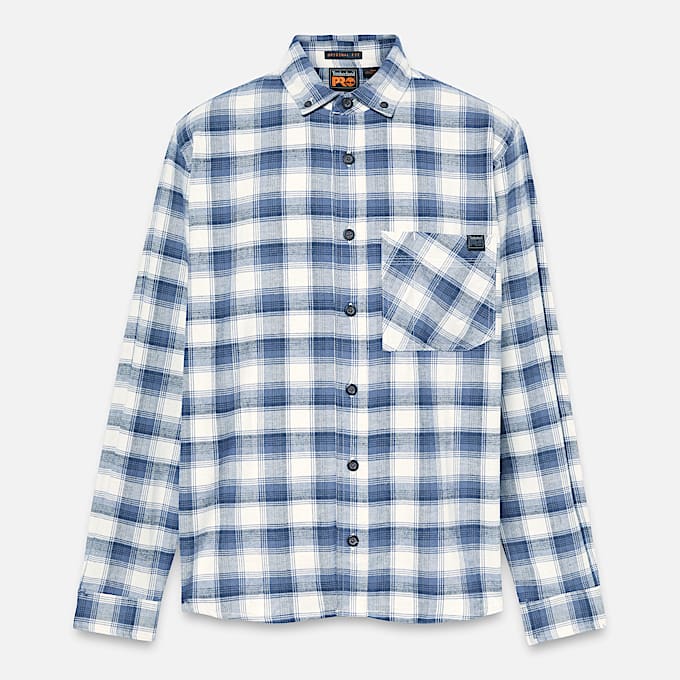 Mens Timberland PRO Woodfort Lightweight Flannel Flex Shirt TBL Vintage Indigo YarnDyed ALT10