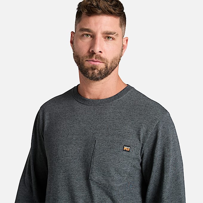 Mens Timberland PRO Core Pocket LongSleeve TShirt TBL Deep Grey Heather ALT2