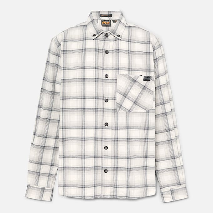 Mens Timberland PRO Woodfort Lightweight Flannel Flex Shirt TBL Vintage White YarnDyed ALT10