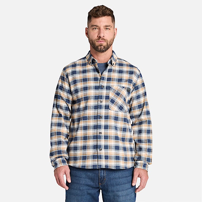 Mens Timberland PRO Woodfort Lightweight Flannel Flex Shirt TBL Wheat Boot YarnDyed HERO