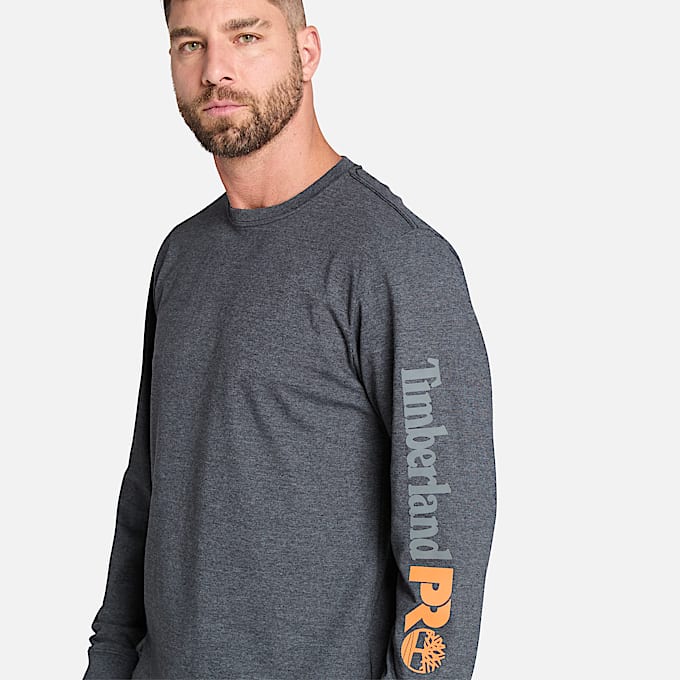 Mens Timberland PRO Core Logo LongSleeve TShirt TBL Deepest Grey Heather ALT2