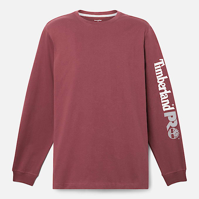 Mens Timberland PRO Core Logo LongSleeve TShirt TBL Maroon ALT10