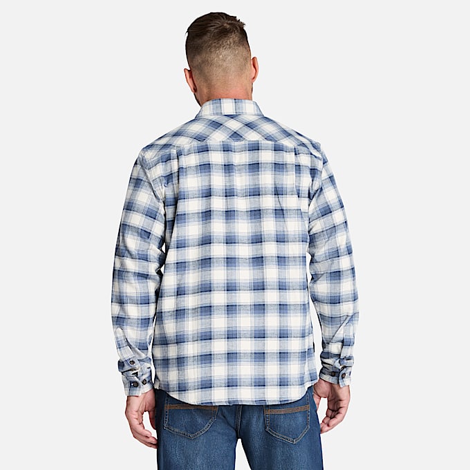 Mens Timberland PRO Woodfort Lightweight Flannel Flex Shirt TBL Vintage Indigo YarnDyed ALT9