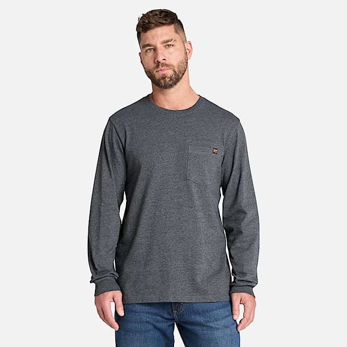Mens Timberland PRO Core Pocket LongSleeve TShirt TBL Deep Grey Heather HERO