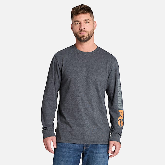 Mens Timberland PRO Core Logo LongSleeve TShirt TBL Deepest Grey Heather HERO