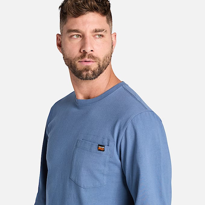 Mens Timberland PRO Core Pocket LongSleeve TShirt TBL Vintage Indigo ALT2