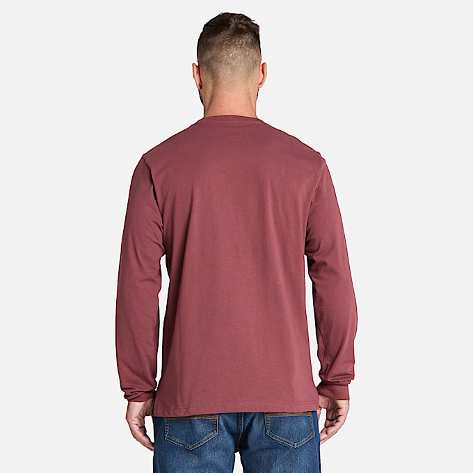 Mens Timberland PRO Core Logo LongSleeve TShirt TBL Maroon ALT9