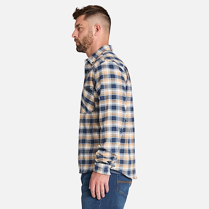 Mens Timberland PRO Woodfort Lightweight Flannel Flex Shirt TBL Wheat Boot YarnDyed ALT8