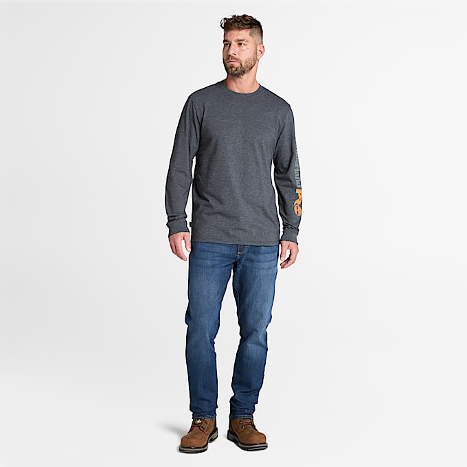 Mens Timberland PRO Core Logo LongSleeve TShirt TBL Deepest Grey Heather ALT1