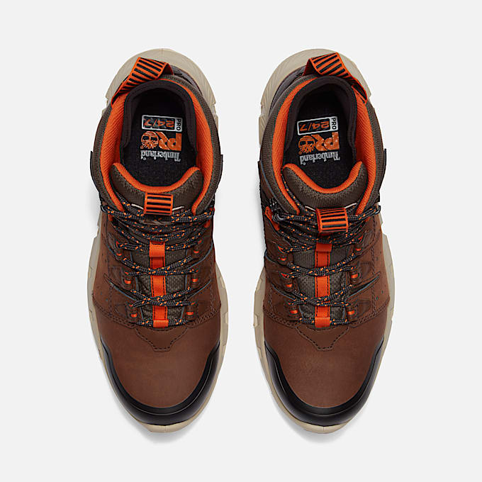 Mens Tempe 6 Soft Toe Waterproof Work Boot TBL Medium Brown Leather ALT2