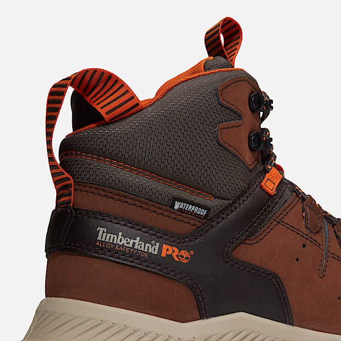 Mens Tempe 6 Soft Toe Waterproof Work Boot TBL Medium Brown Leather ALT7