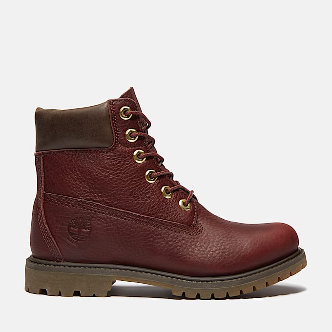 Womens Timberland Premium 6Inch Waterproof Boot TBL Burgundy FullGrainDark Brown HERO