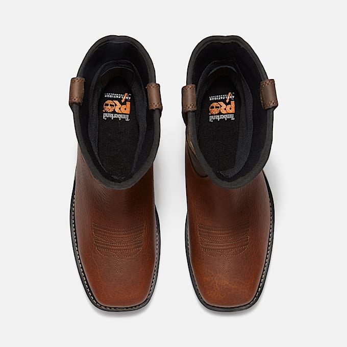 Mens True Grit Live Free or Die PullOn Soft Toe Waterproof Work Boot TBL Medium Brown FullGrain ALT2