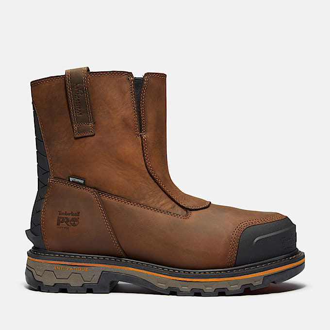 Botas de trabajo True Grit Chelsea Waterproof para hombre con puntera blanda TBL Marrn medio grano completo HERO