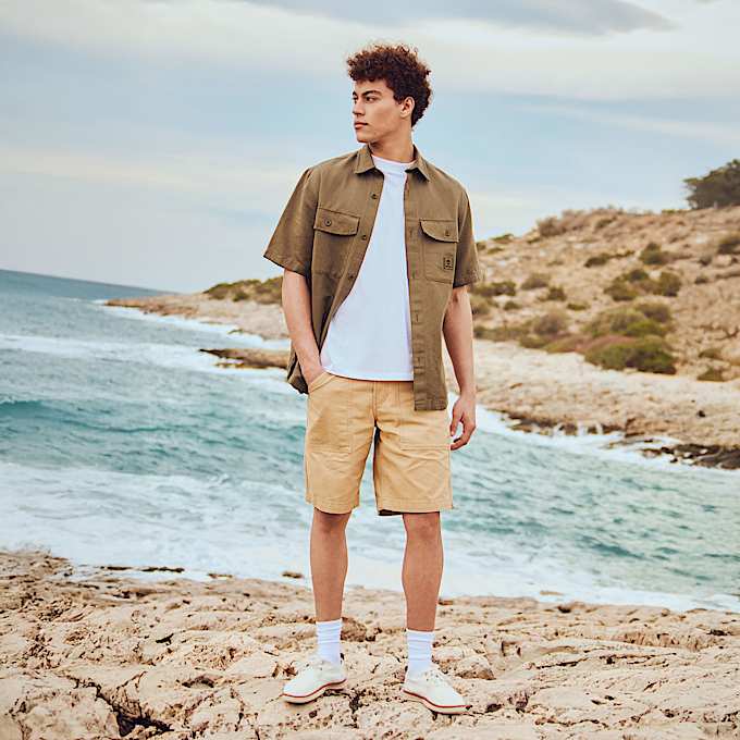 Men's Cotton Linen Utility Overshirt