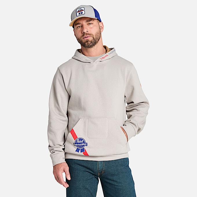 Mens Timberland PRO and Pabst Blue Ribbon Hoodie TBL Light Grey HERO