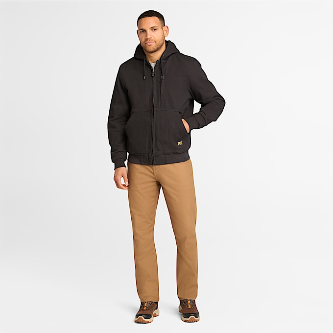 Mens Timberland PRO Gritman FleeceLined Hooded Canvas Jacket TBL Jet Black ALT1