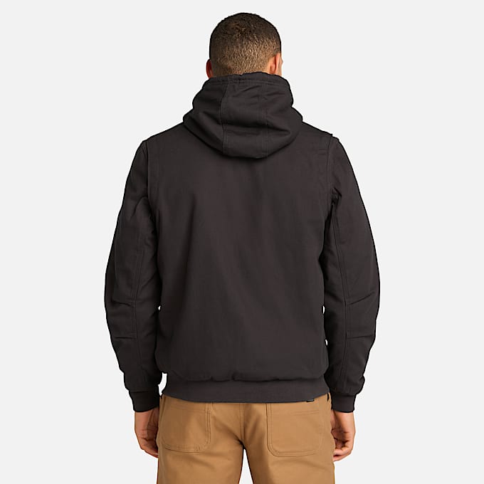 Mens Timberland PRO Gritman FleeceLined Hooded Canvas Jacket TBL Jet Black ALT9