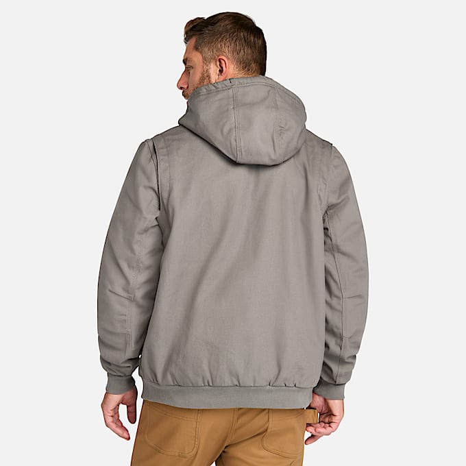Mens Timberland PRO Gritman FleeceLined Hooded Canvas Jacket TBL Pewter ALT9