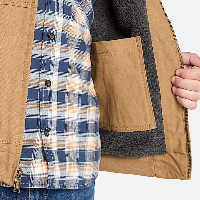 Mens Timberland PRO Gritman FleeceLined Hooded Canvas Jacket TBL Dark Wheat ALT2