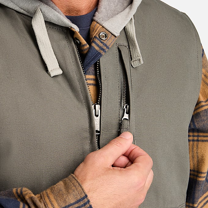 Mens Timberland PRO Gritman FleeceLined Canvas Vest TBL Pewter ALT2