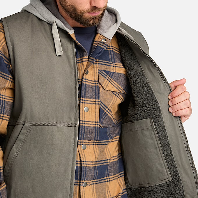 Mens Timberland PRO Gritman FleeceLined Canvas Vest TBL Pewter ALT3