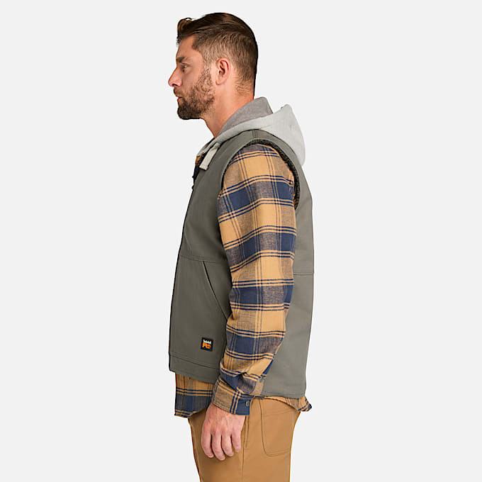 Mens Timberland PRO Gritman FleeceLined Canvas Vest TBL Pewter ALT8