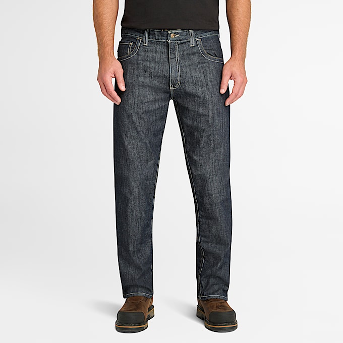 Mens Timberland PRO GritNGrind FlameResistant Flex Denim Work Jeans TBL FlameResistant Dark Wash HERO