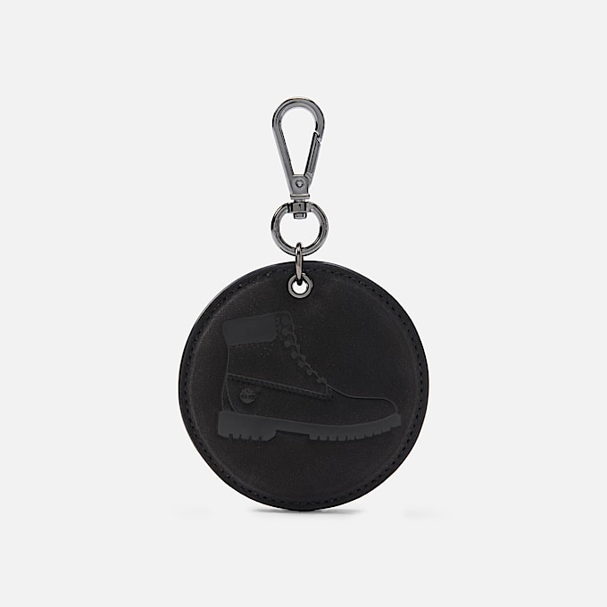 Round 2Sided Leather Key Ring TBL Jet Black ALT1