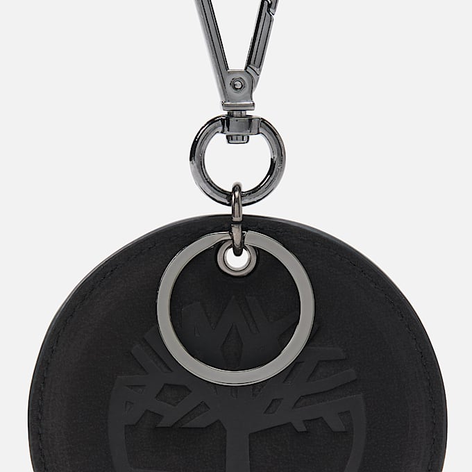 Round 2Sided Leather Key Ring TBL Jet Black ALT2
