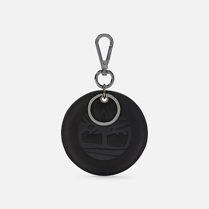 Round 2Sided Leather Key Ring TBL Jet Black HERO
