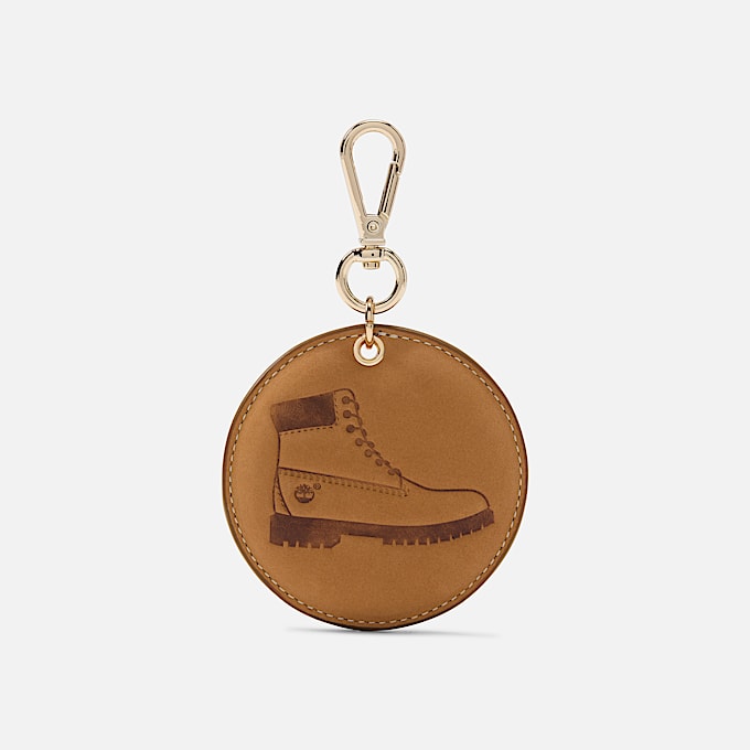 Round 2Sided Leather Key Ring TBL Wheat ALT1