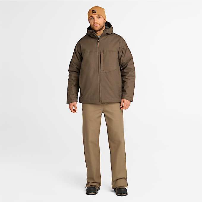 Mens Timberland PRO GritFlex Canvas Hooded Jacket TBL Dark Earth ALT1