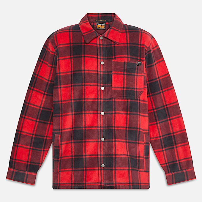 Mens Timberland PRO Gritman Check Heavyweight Fleece Shirt TBL Chili Pepper Tartan ALT10