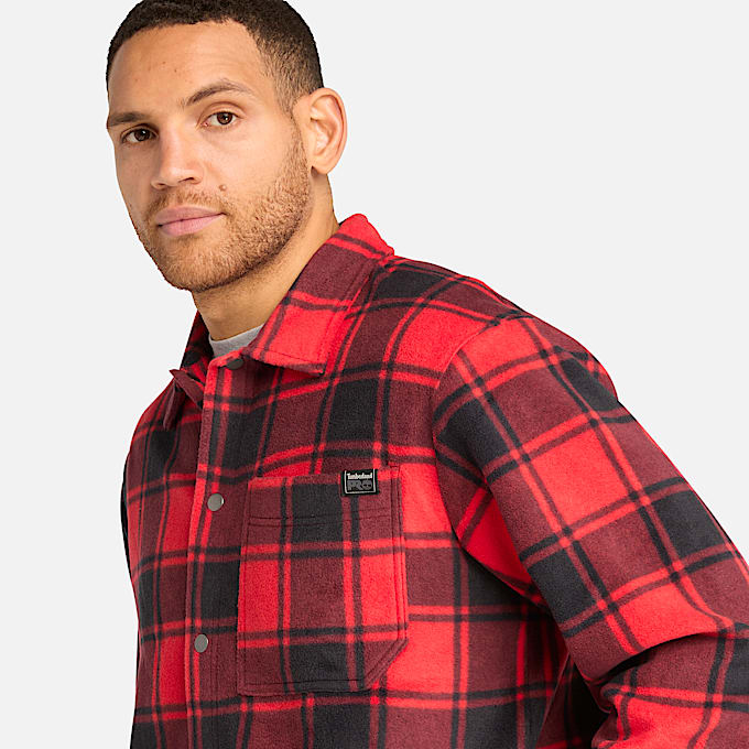 Mens Timberland PRO Gritman Check Heavyweight Fleece Shirt TBL Chili Pepper Tartan ALT2