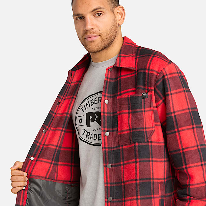 Mens Timberland PRO Gritman Check Heavyweight Fleece Shirt TBL Chili Pepper Tartan ALT3