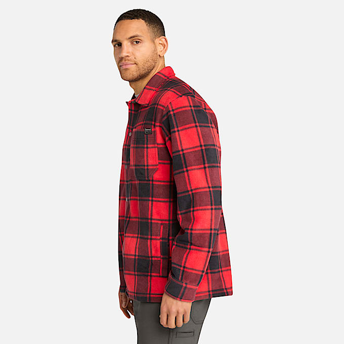 Mens Timberland PRO Gritman Check Heavyweight Fleece Shirt TBL Chili Pepper Tartan ALT8