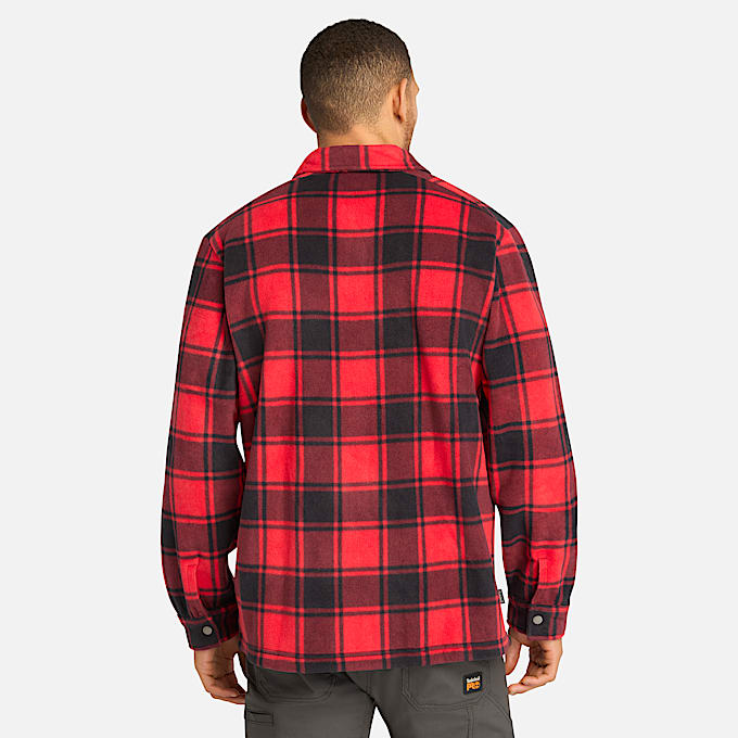 Mens Timberland PRO Gritman Check Heavyweight Fleece Shirt TBL Chili Pepper Tartan ALT9