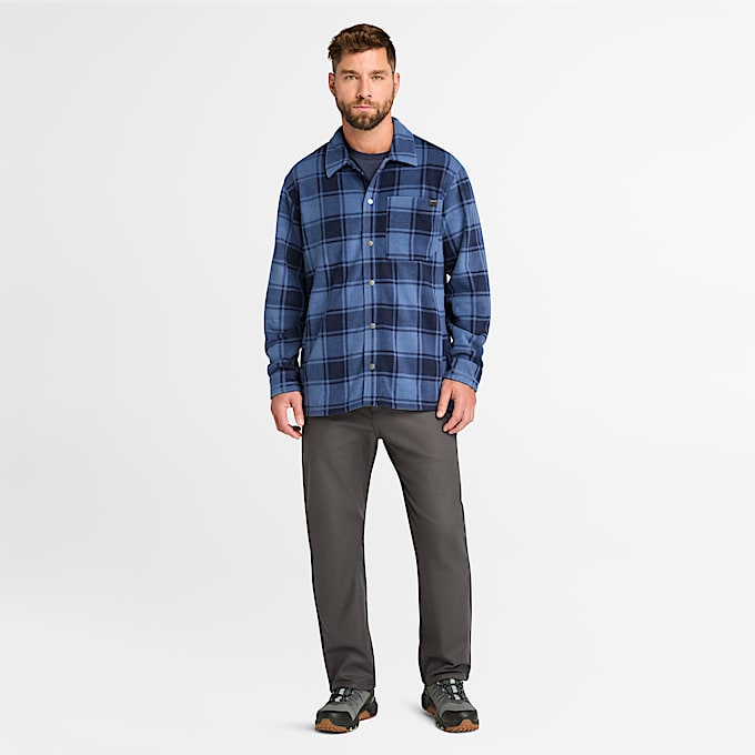 Mens Timberland PRO Gritman Check Heavyweight Fleece Shirt TBL Vintage Indigo Tartan ALT1
