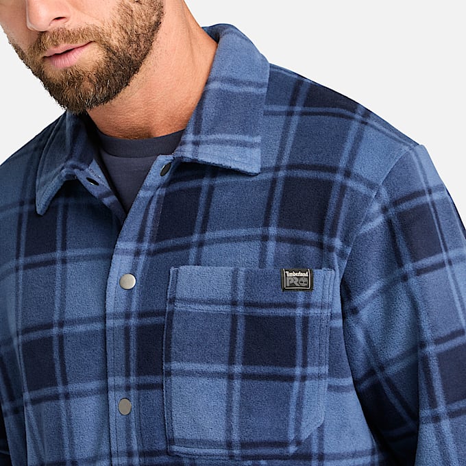 Mens Timberland PRO Gritman Check Heavyweight Fleece Shirt TBL Vintage Indigo Tartan ALT2