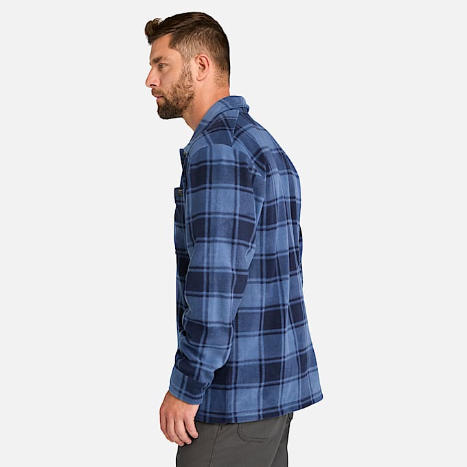 Mens Timberland PRO Gritman Check Heavyweight Fleece Shirt TBL Vintage Indigo Tartan ALT8