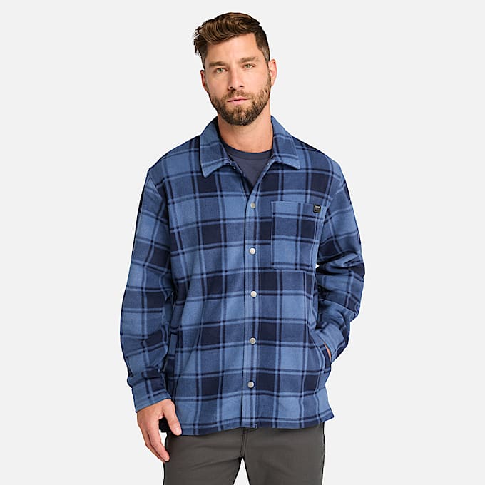 Mens Timberland PRO Gritman Check Heavyweight Fleece Shirt TBL Vintage Indigo Tartan HERO