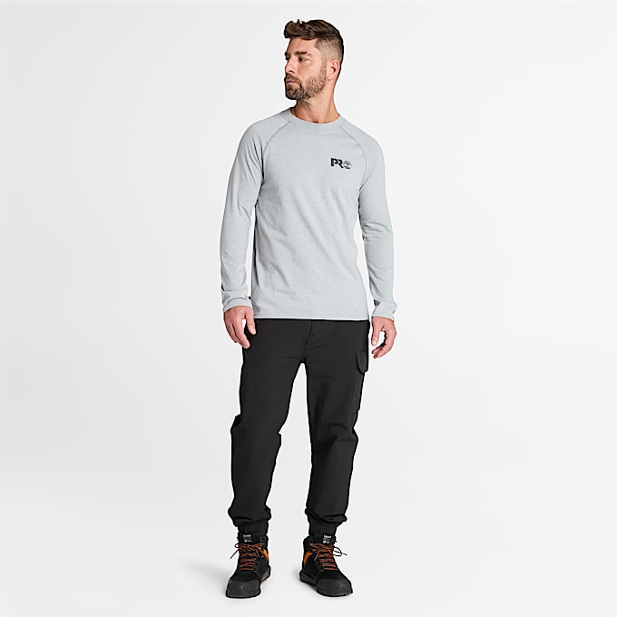 Mens Timberland PRO Core Reflective Logo LongSleeve TShirt TBL Medium Grey Heather ALT1