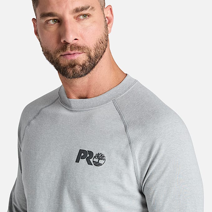 Mens Timberland PRO Core Reflective Logo LongSleeve TShirt TBL Medium Grey Heather ALT2