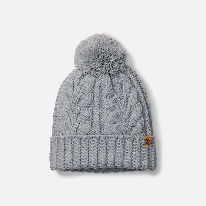 Womens Cable Beanie with Pom TBL Grey Heather HERO