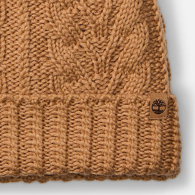 Gorro de punto trenzado con pompn para mujer TBL Botas Trigo Claro ALT2