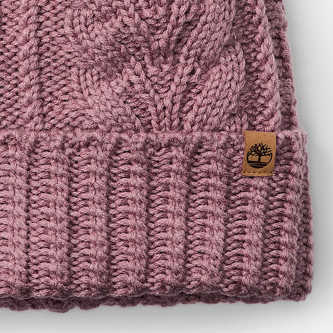 Women's Cable Beanie with Pom