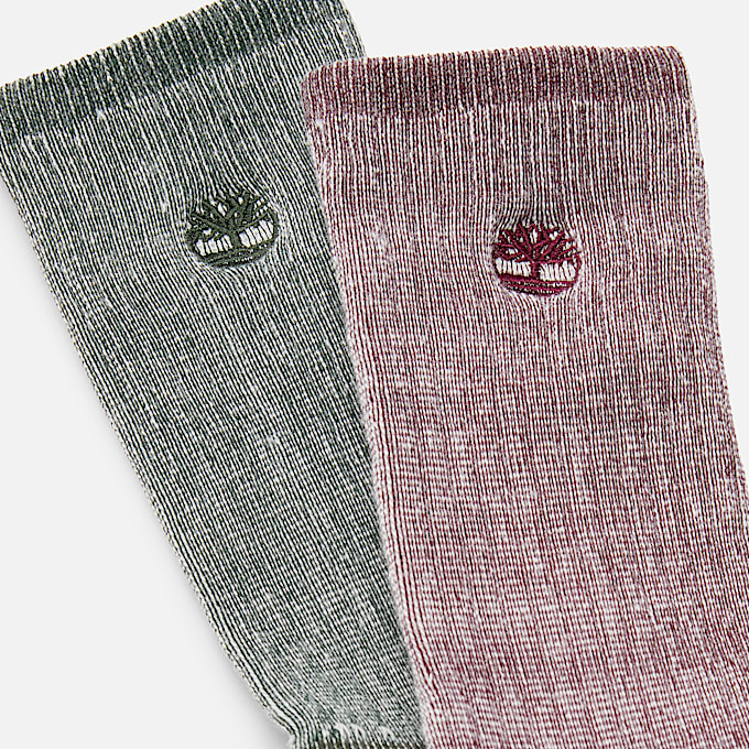 Mens Timberland 2Pack Kittery Full Cushion Boot Crew Sock TBL Burgundy ALT1