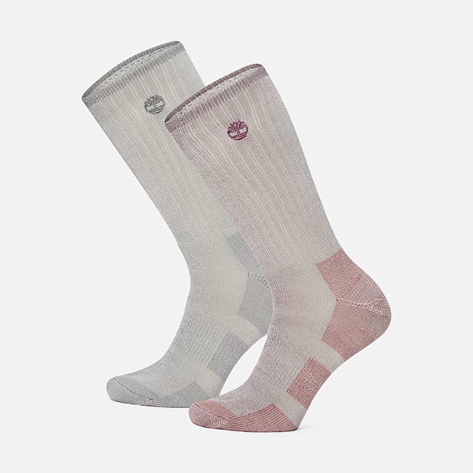 Womens Timberland 2Pack Kittery Full Cushion Boot Crew Sock TBL Formal Grey HERO